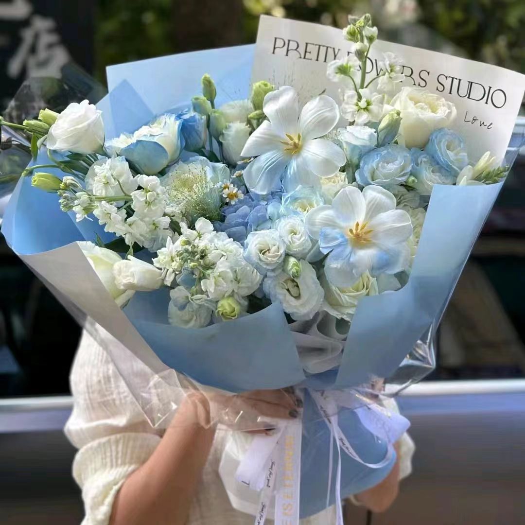 郁金香藍玫瑰混搭花束香港鮮花 S3即日配送