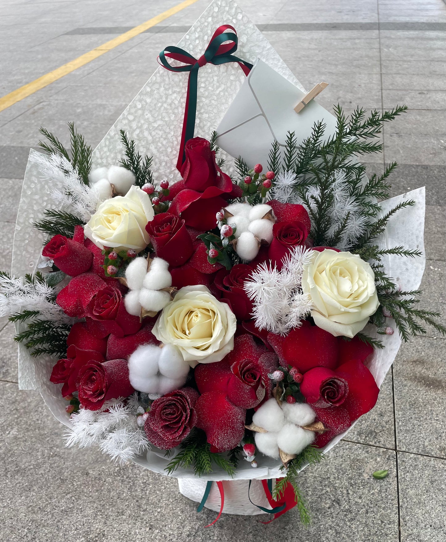 香港花店|Red Bouquet red roses 雪花紅玫瑰 新年鮮花
