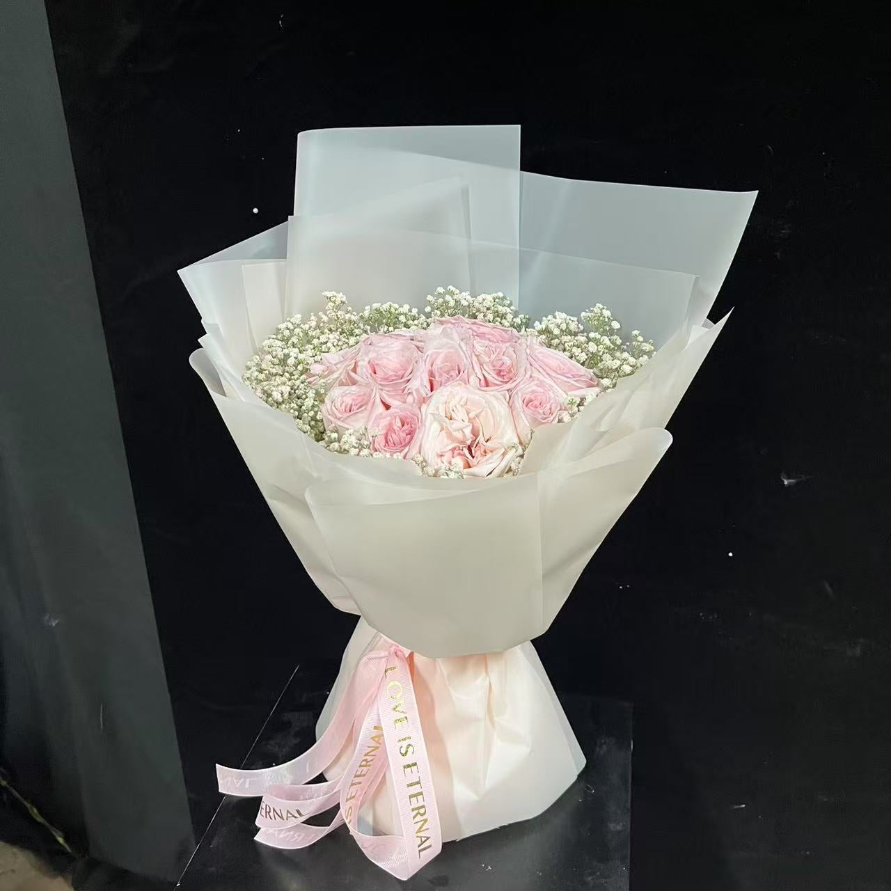 Hong Kong florists|Pink Bouquet 粉玫瑰滿天星鮮花 即日送貨