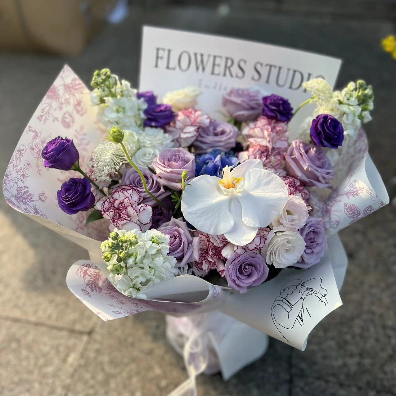 香港花店|Purple Carnation紫玫瑰康乃馨花束 即日送貨