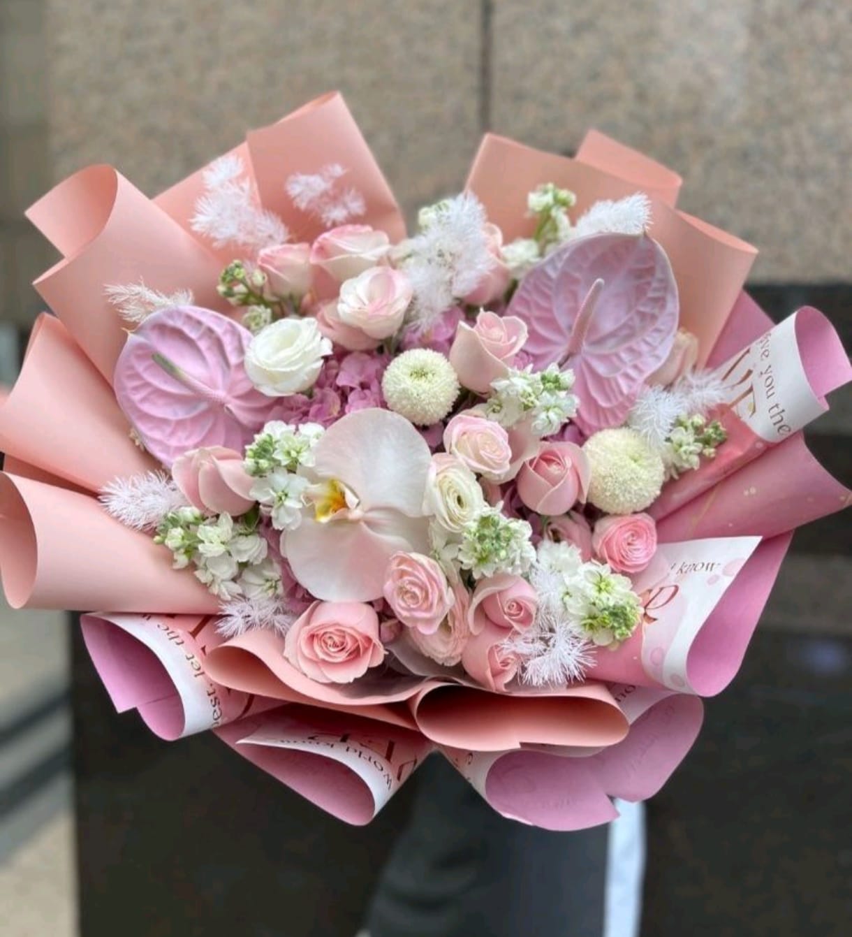 Hong Kong florists|Pink Bouquet 粉玫瑰粉粉繡球鮮花 即日送貨