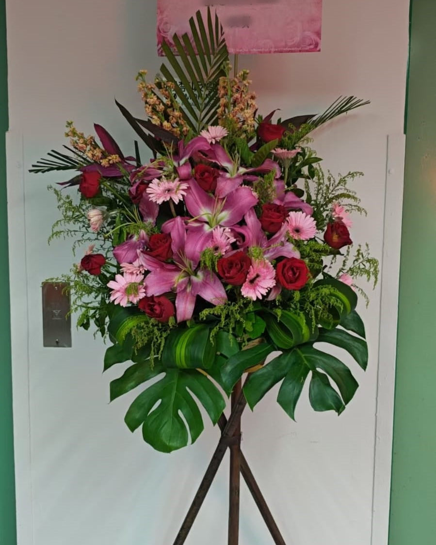 香港花店|開張花籃 喬遷花籃 開業花籃 粉紫百合花籃 L5 Opening Basket