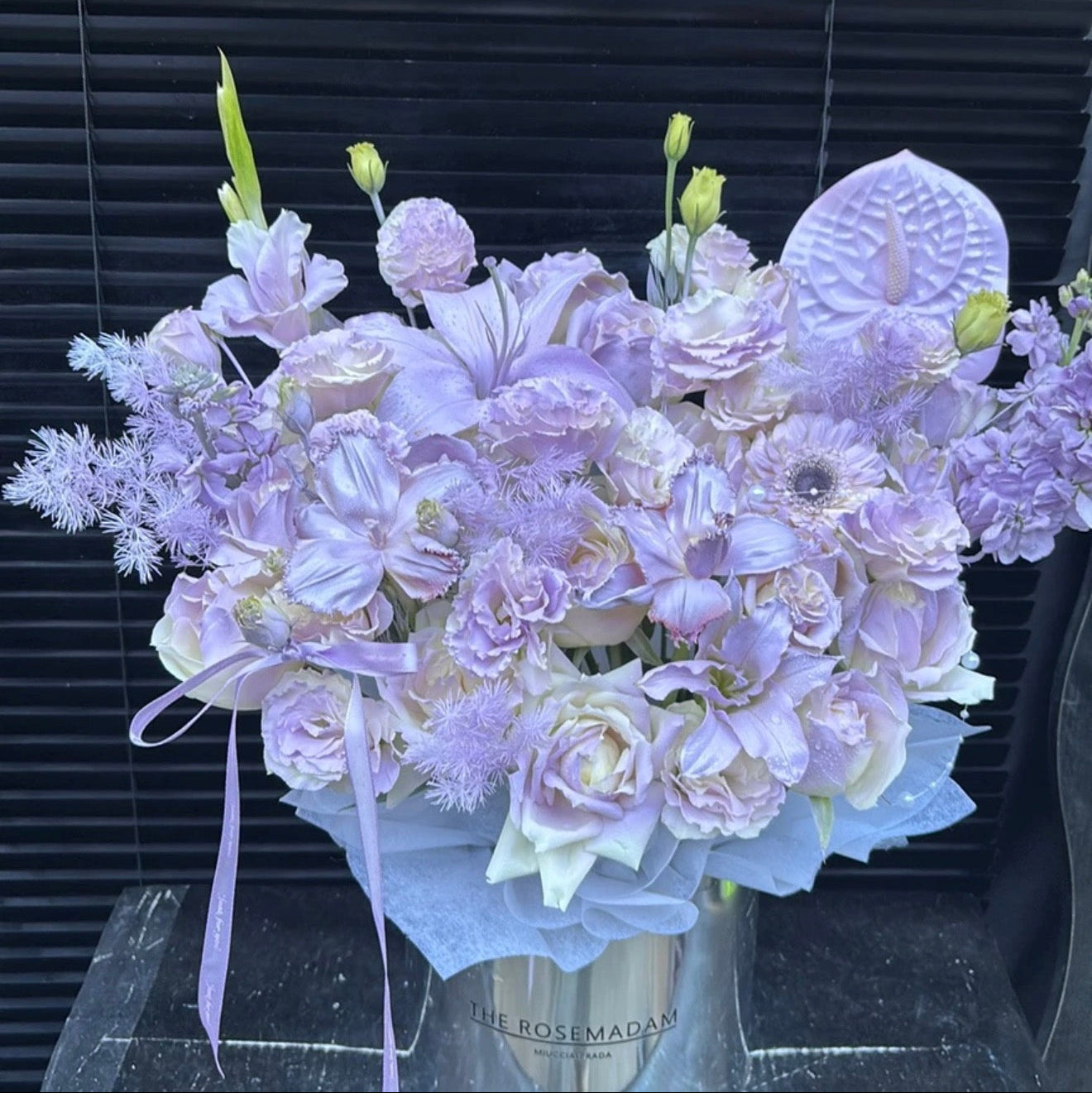 香港花店|Purple Rose Flower Box紫玫瑰花桶 紫色花盒