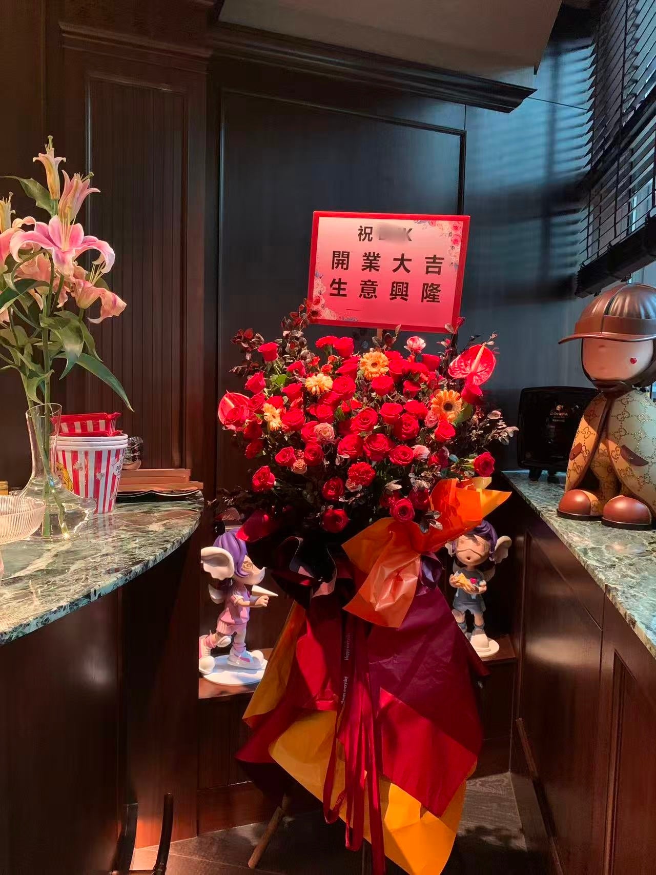 香港花店|開張花籃 喬遷花籃 開業花籃 紅色花籃L5 Opening Basket