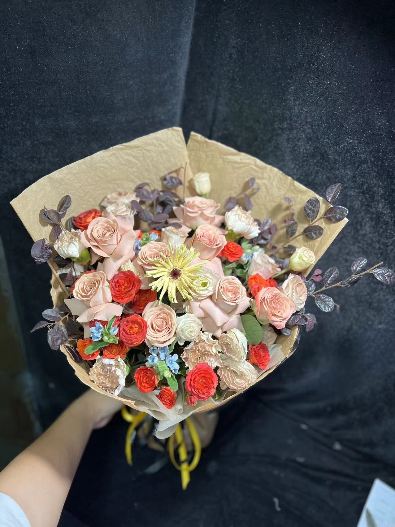 Brown bouquet咖啡色花束送長輩鮮花 卡布奇諾玫瑰