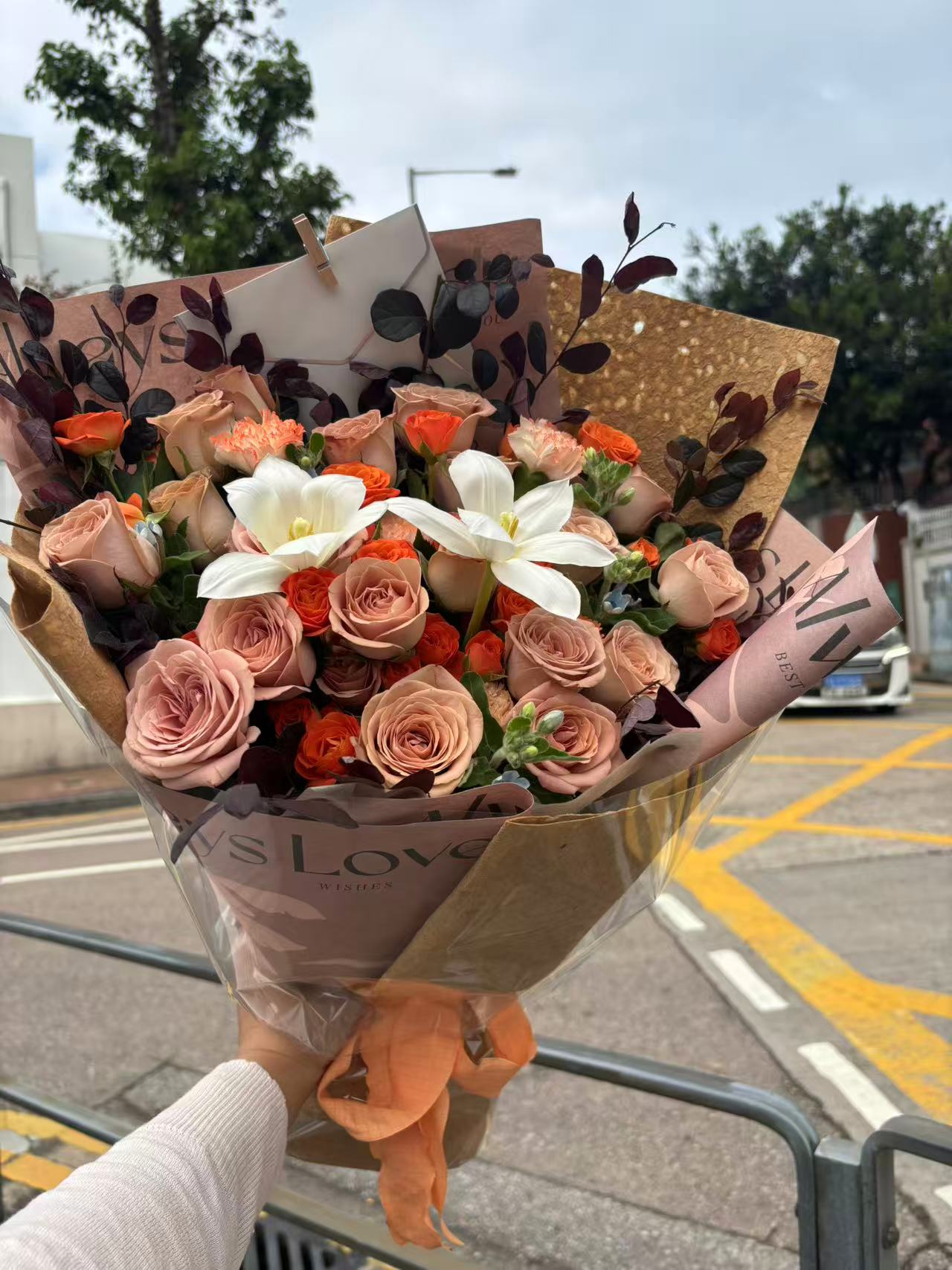 香港花店|Brown bouquet咖啡色花束送長輩鮮花 即日送貨