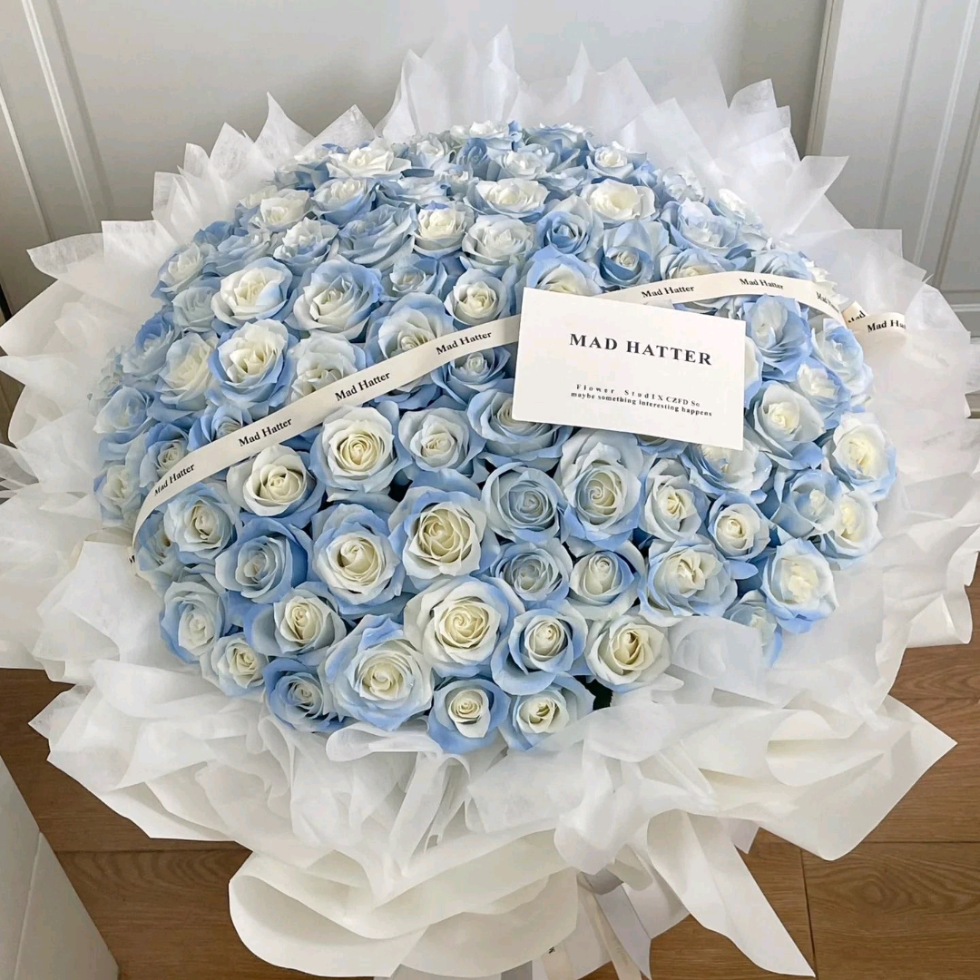 香港花店| 99 Blue Roses Bouquet 99枝藍玫瑰鮮花 求婚鮮花