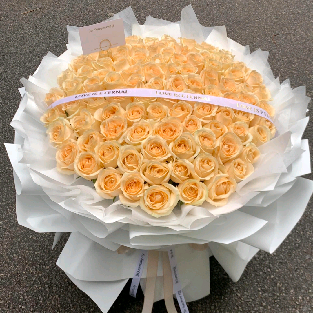 香港花店| 99 Champagne Roses Bouquet 99枝香檳玫瑰鮮花