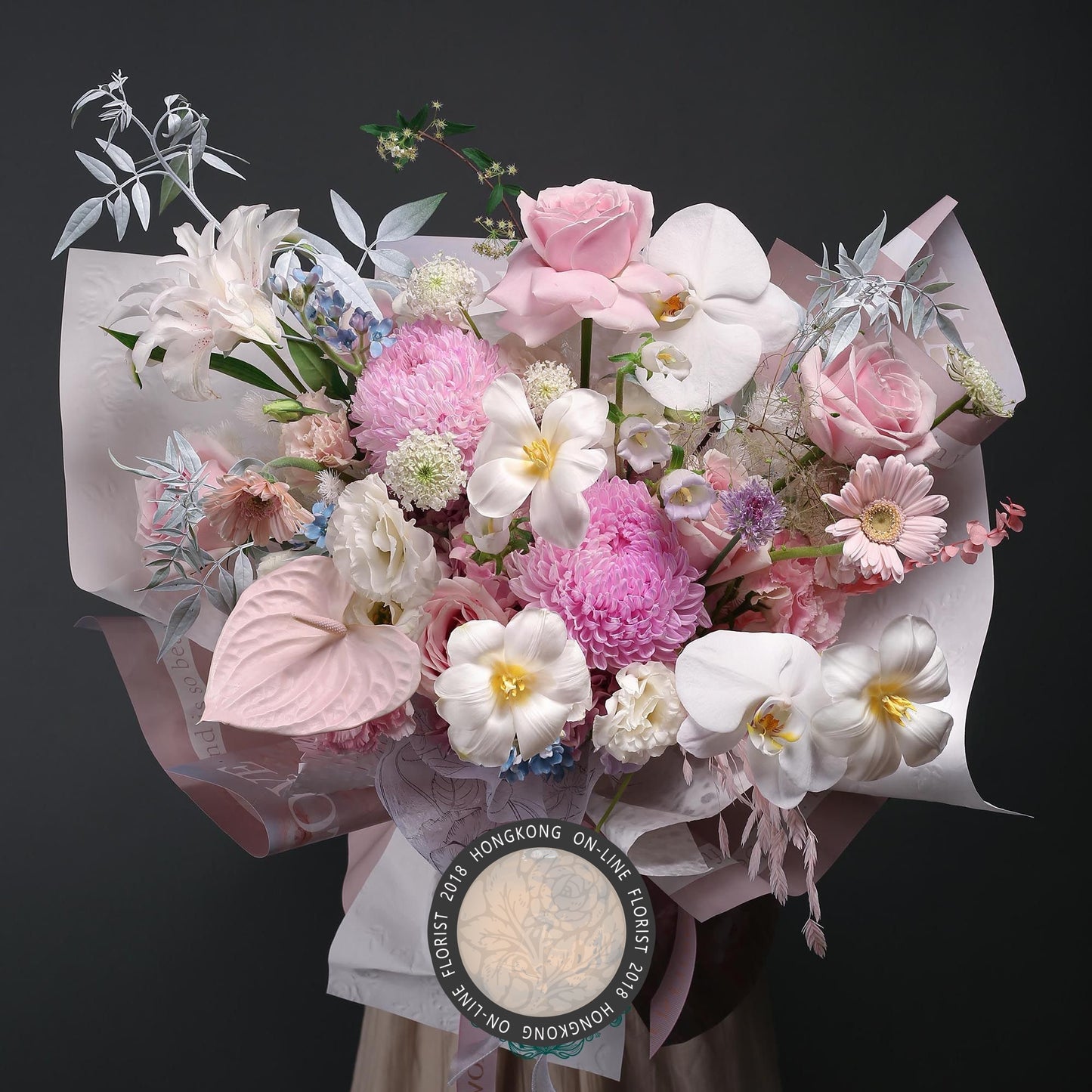粉雪山鬱金香混搭花束香港鮮花即日系列