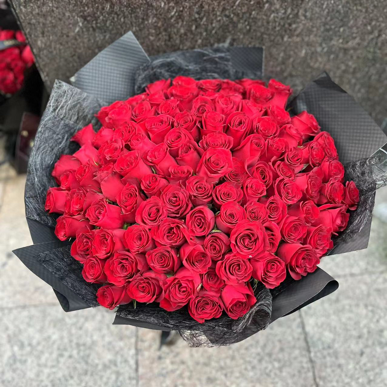 紅玫瑰花真花XL(99次)