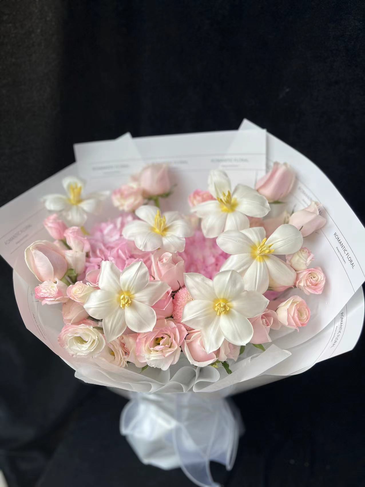 Hong Kong florists|Pink Bouquet 粉玫瑰粉粉繡球鮮花 即日送貨