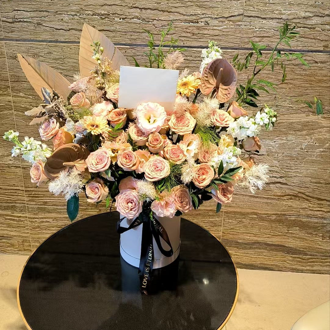 香港花店|Cappuccino Rose Box 咖啡色系花桶 卡布奇諾玫瑰花盒