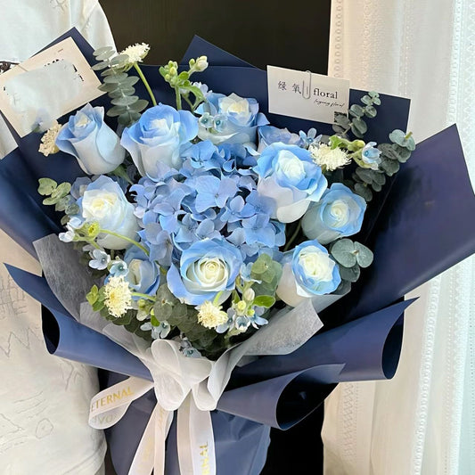 Blue Hydrangeas and Blue Roses S33