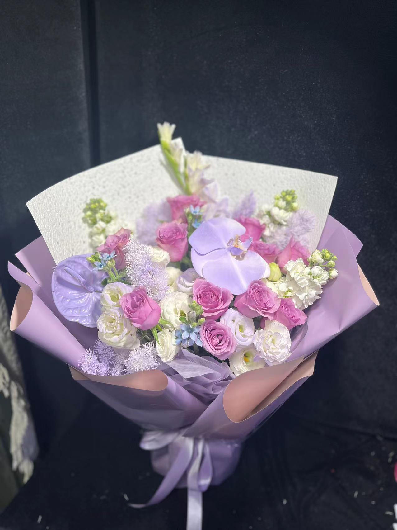 Purple Bouquet紫玫瑰蝴蝶蘭鮮花