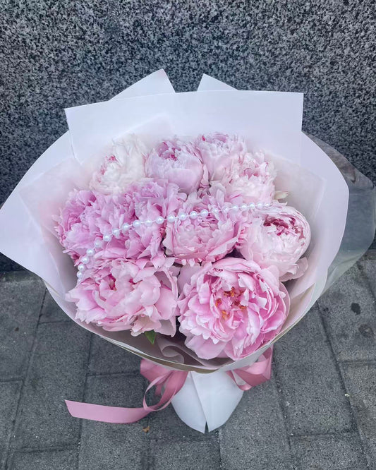 Pink Peony Bouquet 10 Stems 粉紅芍藥鮮花10枝