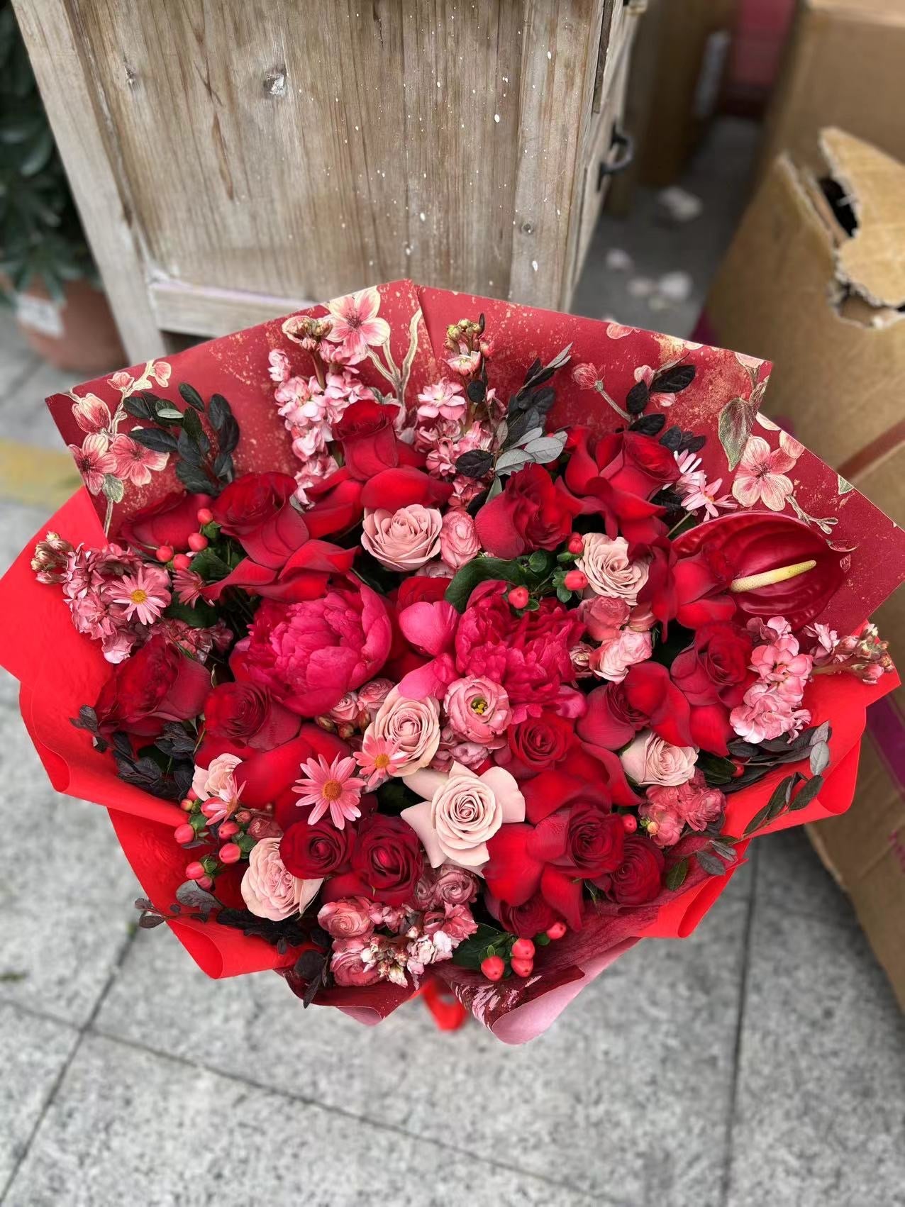 Red Flower Bouquet 紅色花束 大紅花束