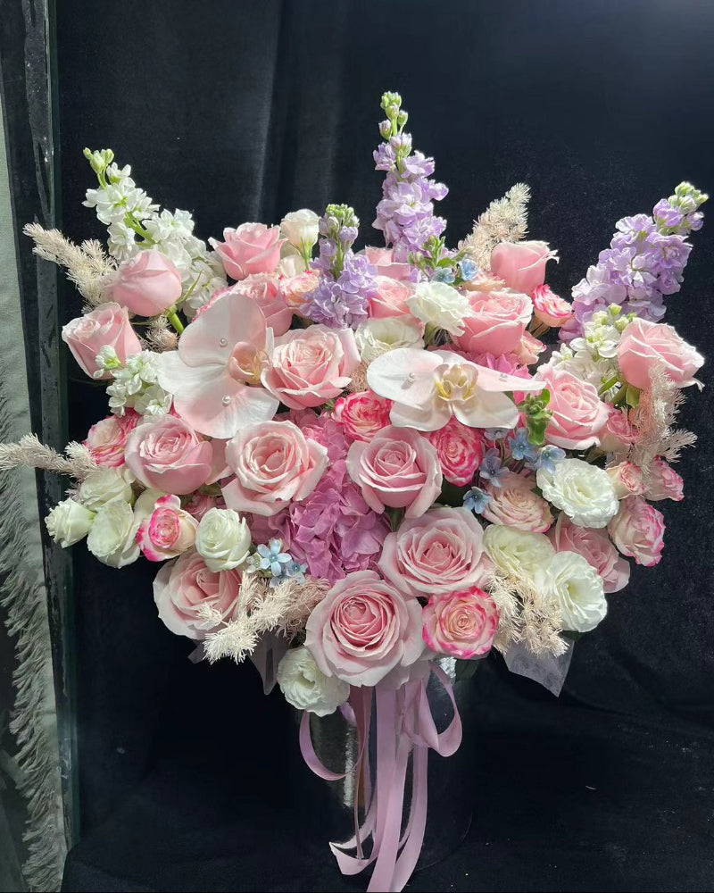 Pink Flower Box粉色系花桶 粉玫瑰蝴蝶蘭鮮花
