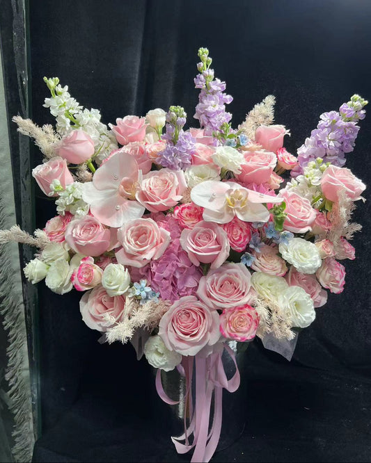 Pink Flower Box粉色系花桶 粉玫瑰蝴蝶蘭鮮花