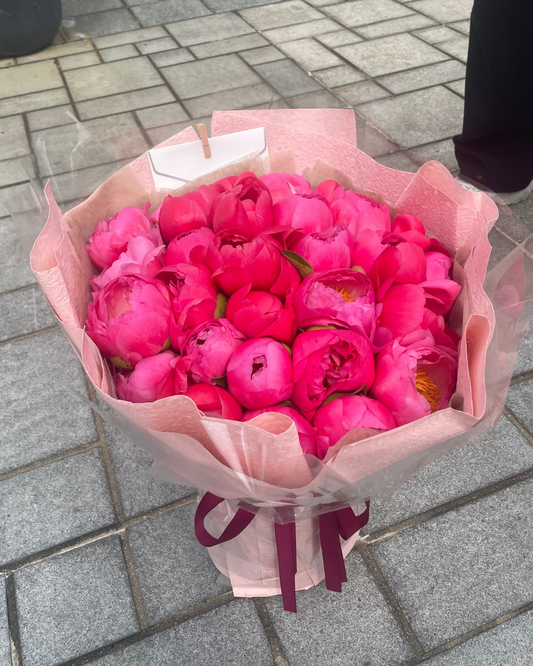 Red Peony Bouquet 紅色芍藥花 30朵