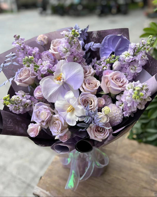 Purple Bouquet 紫玫瑰蝴蝶蘭鮮花