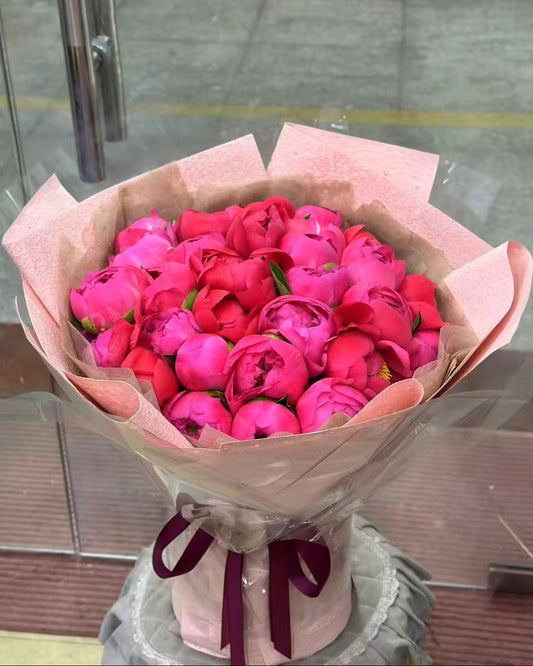 Red Peony Bouquet 紅色芍藥花 30朵