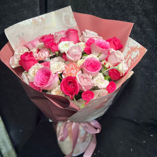 香港花店|Red Bouquet Freud Rose 紅玫瑰鮮花 即日鮮花