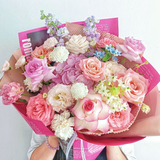 Pink Roses and Hydrangeas Rose Real Flower S213