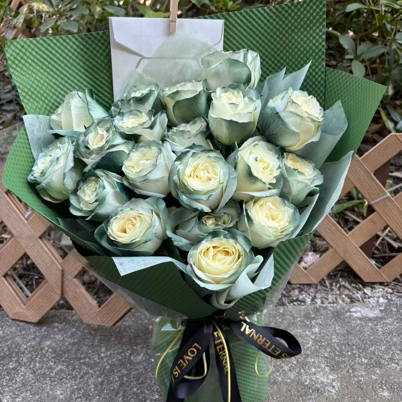 綠玫瑰鮮花19枝 Green Rose Bouquet