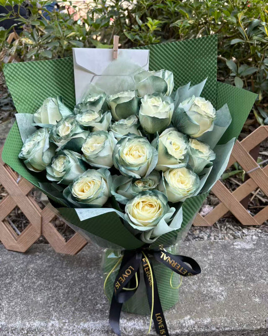 Green Rose Bouquet 綠玫瑰鮮花19枝