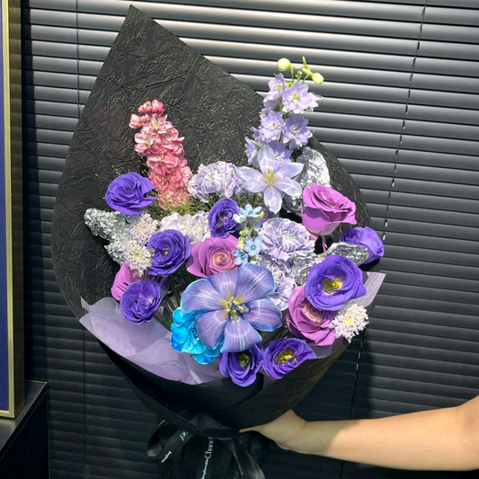 香港花店|Purple Rose Bouquet紫玫瑰郁金香花束 即日送貨