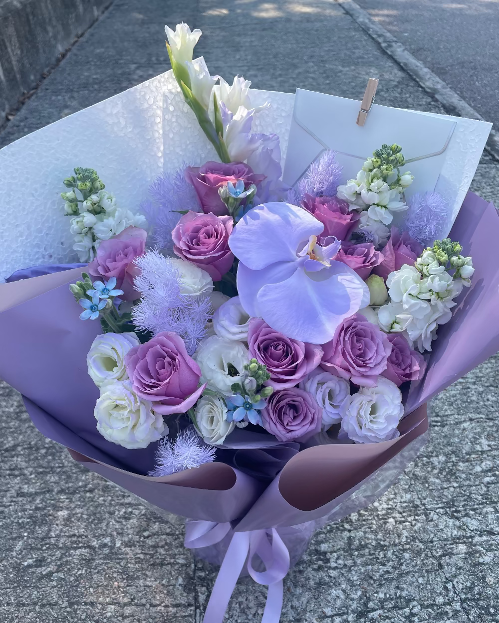Purple Bouquet紫玫瑰蝴蝶蘭鮮花