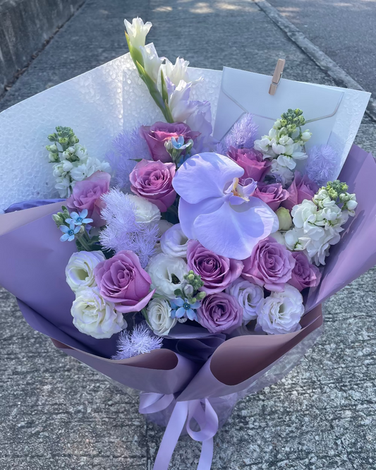 Purple Bouquet紫玫瑰蝴蝶蘭鮮花