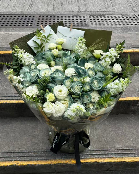 Green Rose Bouquet 綠玫瑰花束50枝綠色玫瑰鮮花