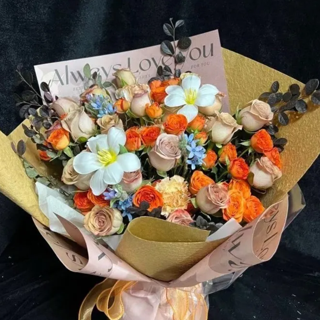 香港花店|Brown bouquet咖啡色花束送長輩鮮花 即日送貨