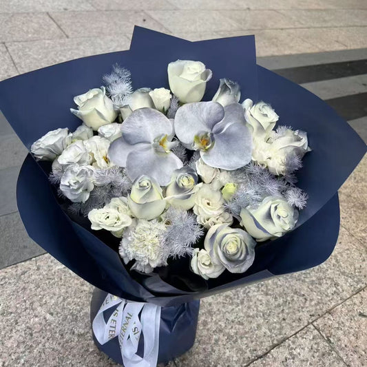 Blue rose bouquet 灰藍玫瑰 L 香港鮮花即日送貨b32