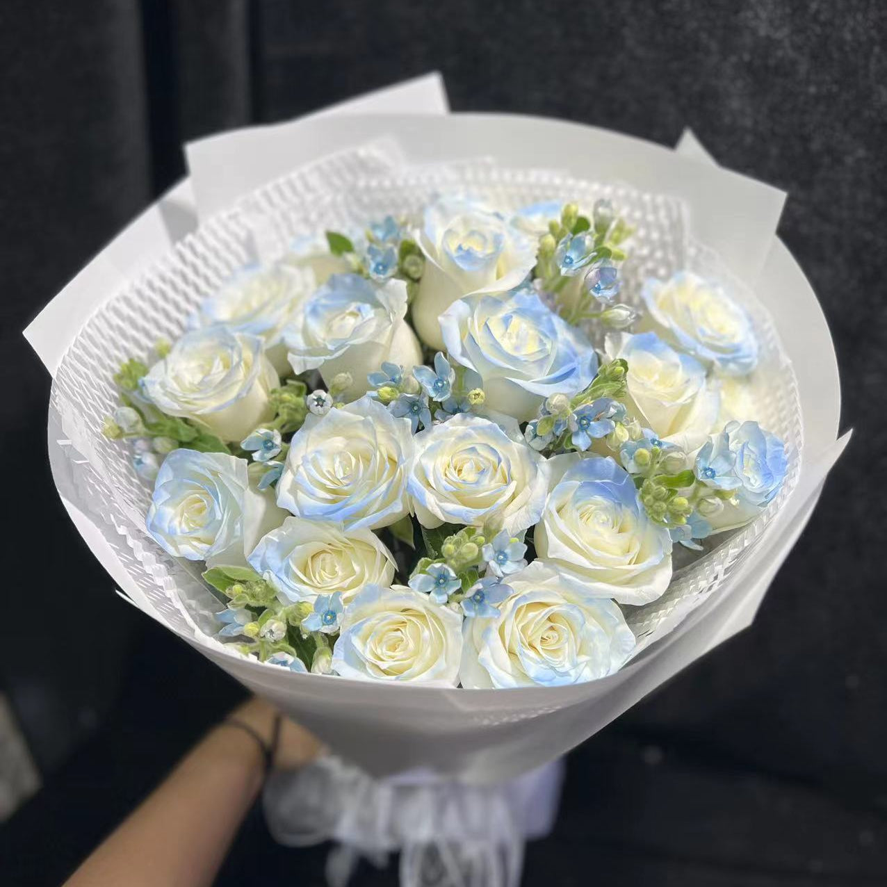 Blue rose bouquet 藍玫瑰19枝 M 香港鮮花即日送貨b43