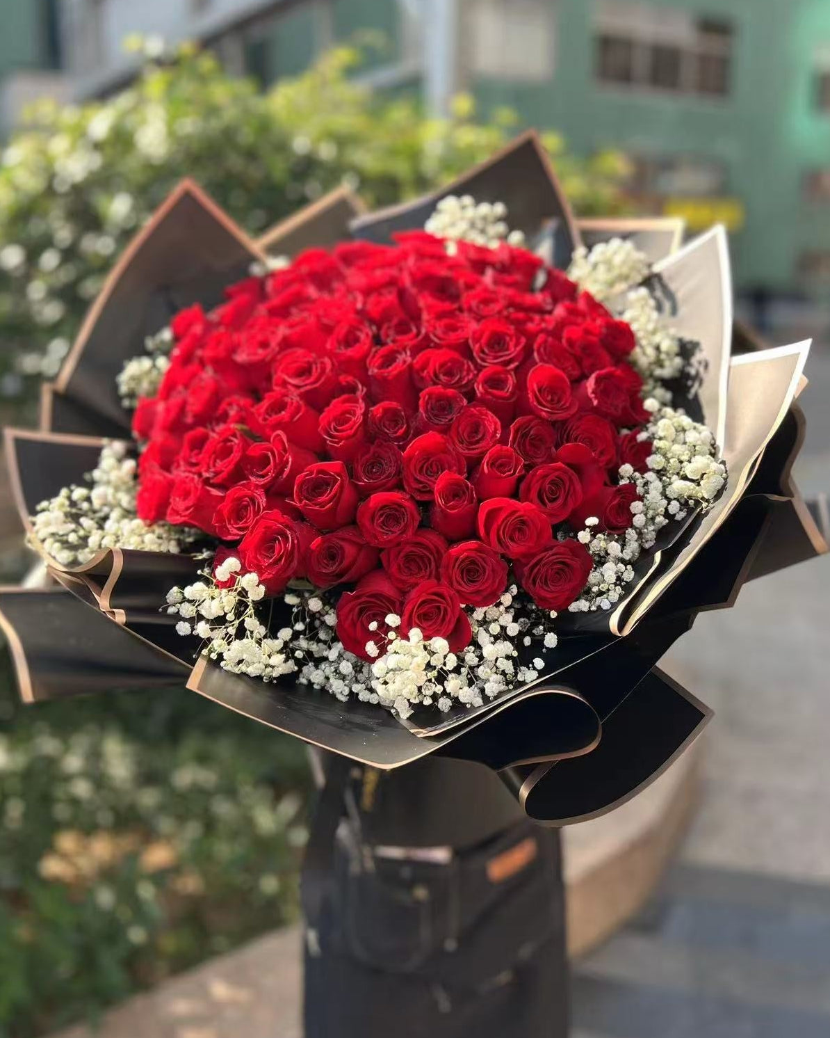 99Rose Bouquet Proposal Bouquet 99枝紅玫瑰滿天星鮮花 求婚花束