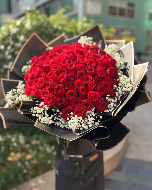 99Rose Bouquet Proposal Bouquet 99枝紅玫瑰滿天星鮮花 求婚花束