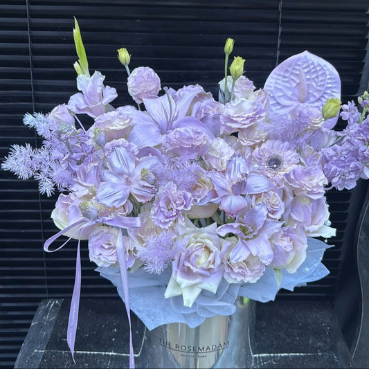 香港花店|Purple Rose Flower Box紫玫瑰花桶 紫色花盒