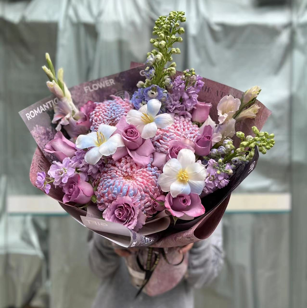 鬱金香紫羅蘭混搭花束香港鮮花即日配送