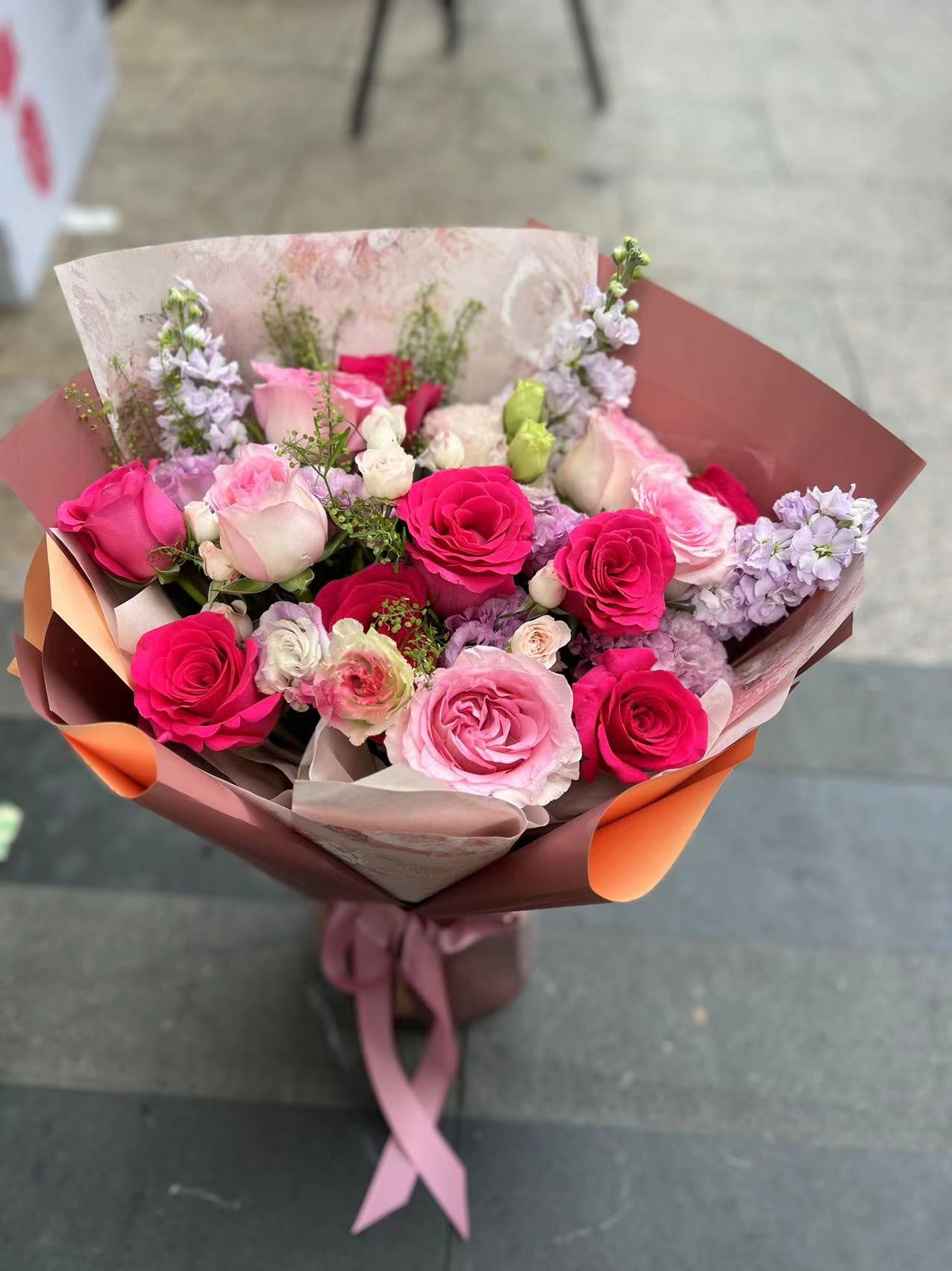 香港花店|Red Bouquet Freud Rose 粉紅玫瑰花束 即日鮮花