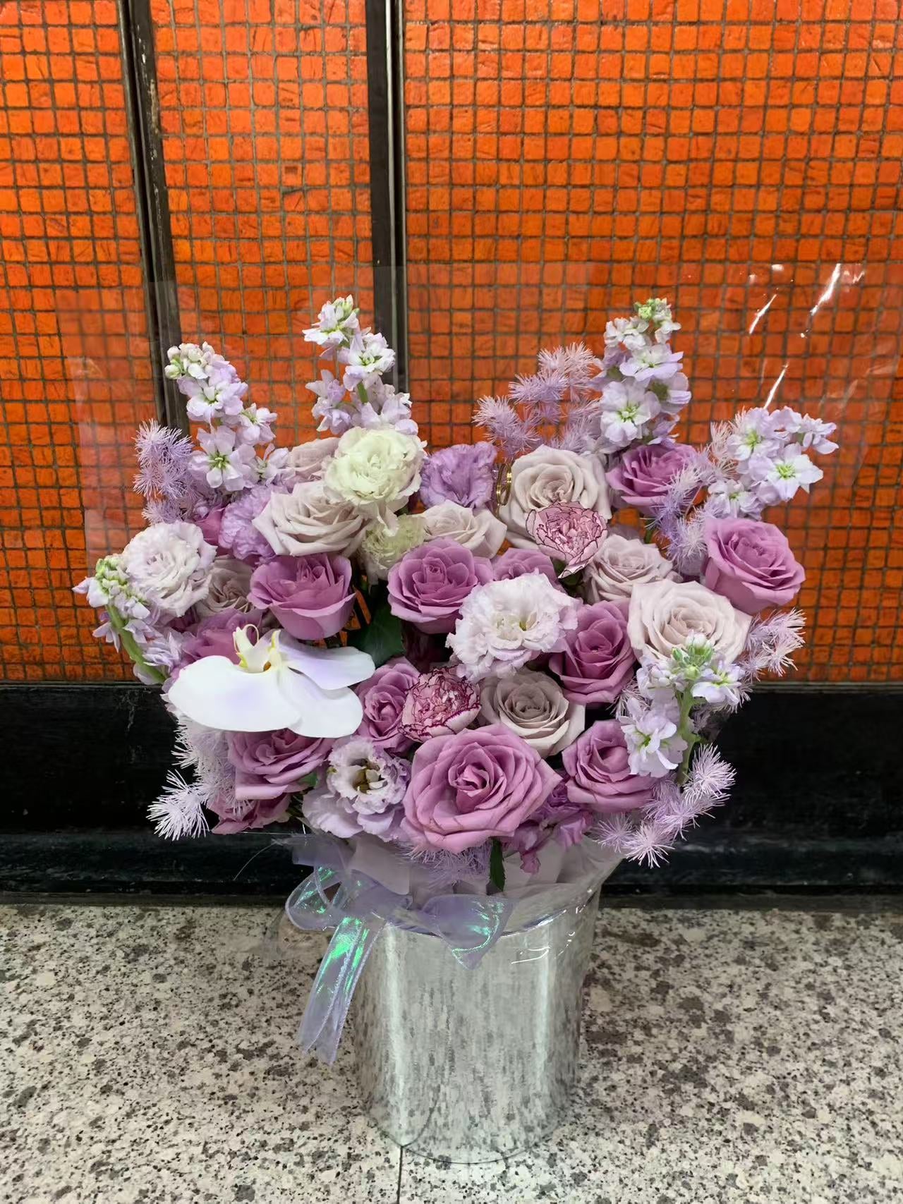 香港花店|Purple Rose Box紫玫瑰花桶 花盒 即日送貨