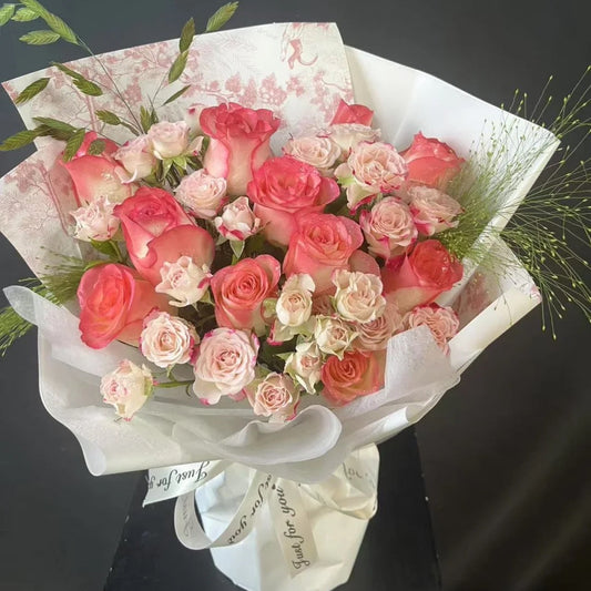香港花店|Red Bouquet red roses 粉紅玫瑰  即日鮮花