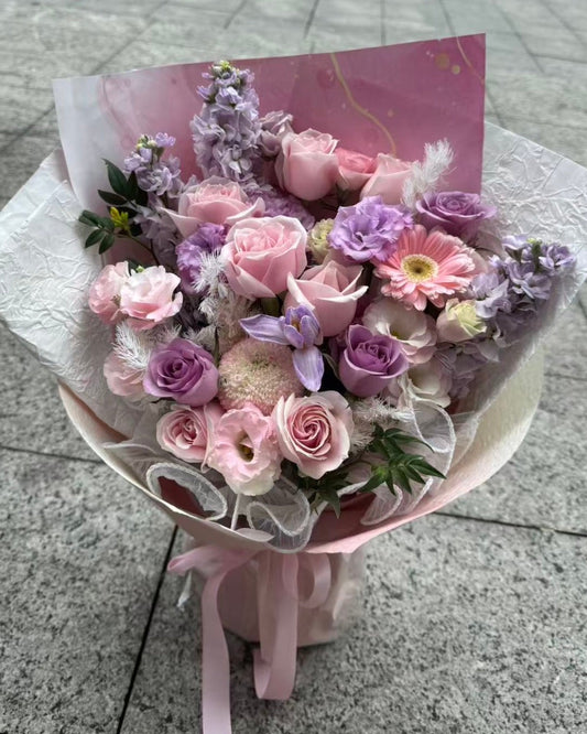 Purple Rose Bouquet紫玫瑰鬱金香花束