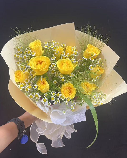 11 Yellow Roses Bouquet 11枝黃玫瑰鮮花