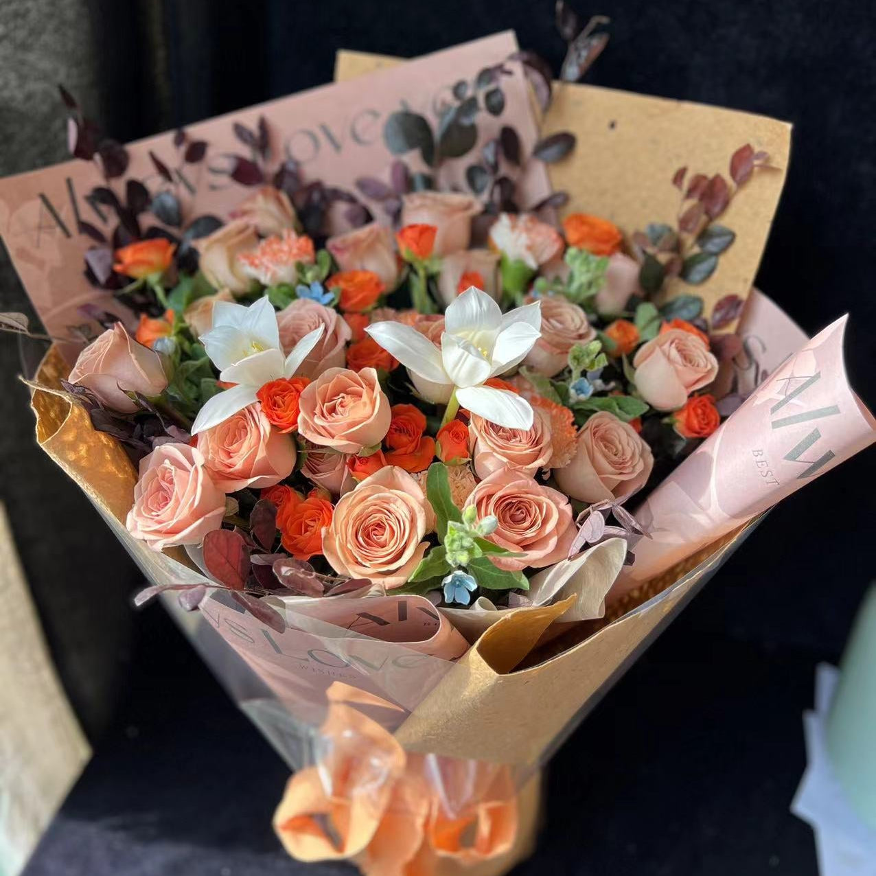 香港花店|Brown bouquet咖啡色花束送長輩鮮花 即日送貨