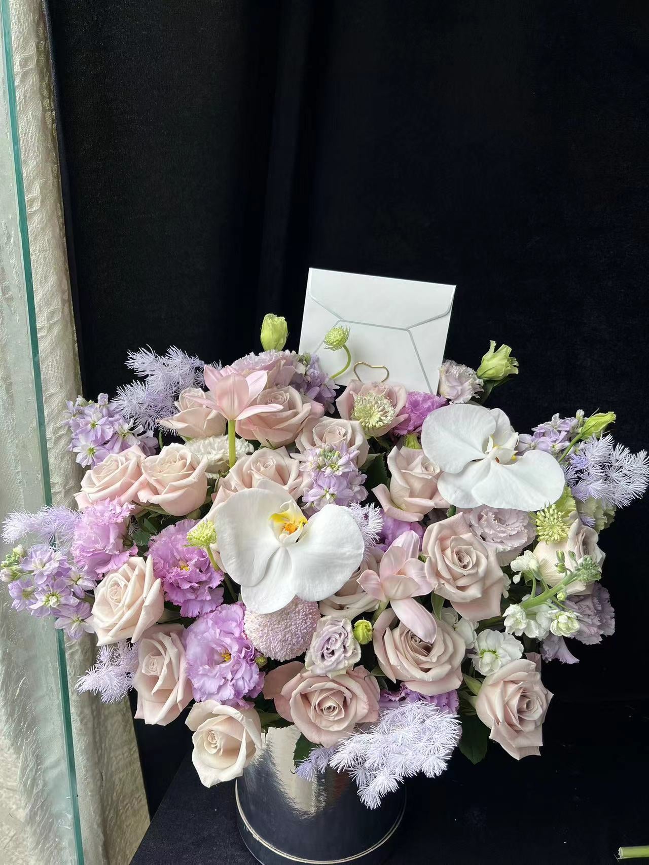 香港花店|Purple Rose Flower Box紫玫瑰花桶 紫色系花盒