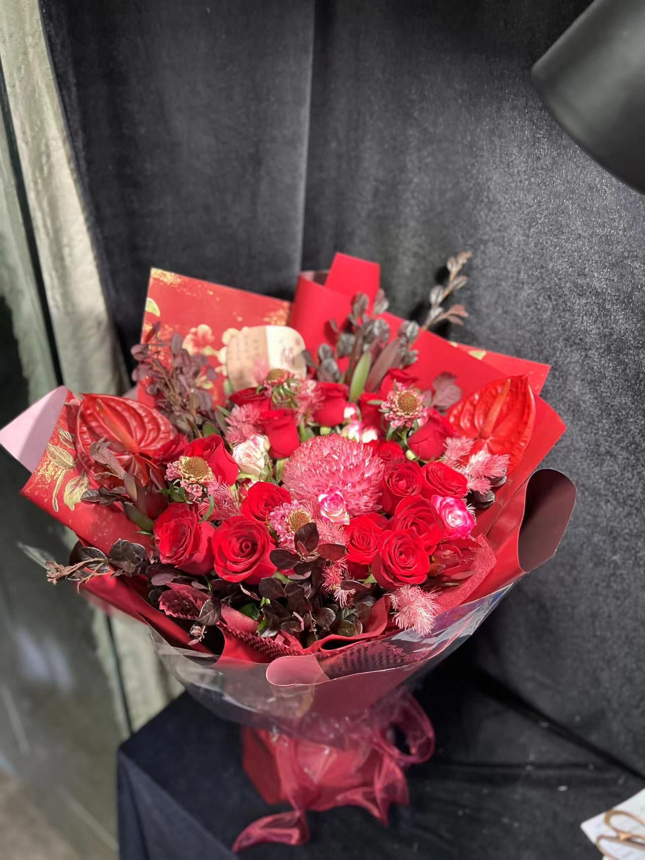 香港花店|Red Bouquet 紅色花束 紅玫瑰 即日鮮花