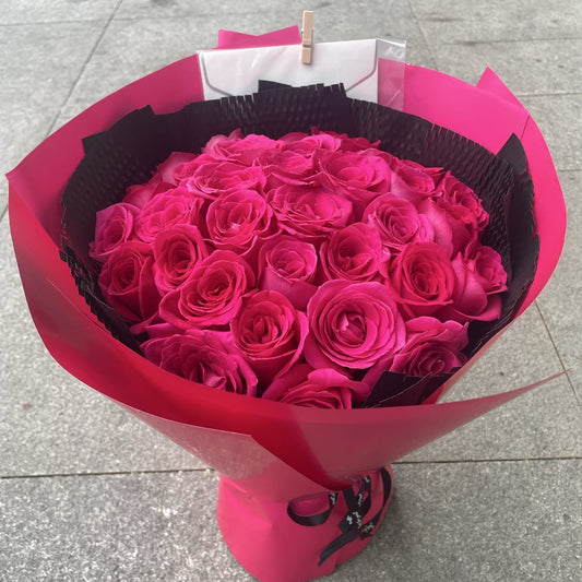 香港花店|Valentine's Day bouquets Floyd Roses 情人節33朵弗洛伊德玫瑰花束 即日送貨