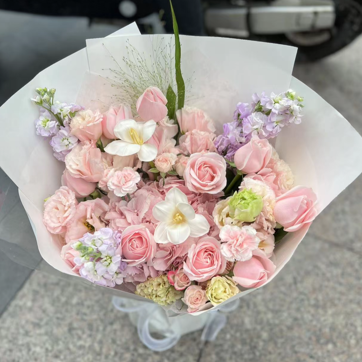 香港花店|Pink Bouquet 粉玫瑰郁金香鮮花 即日送貨
